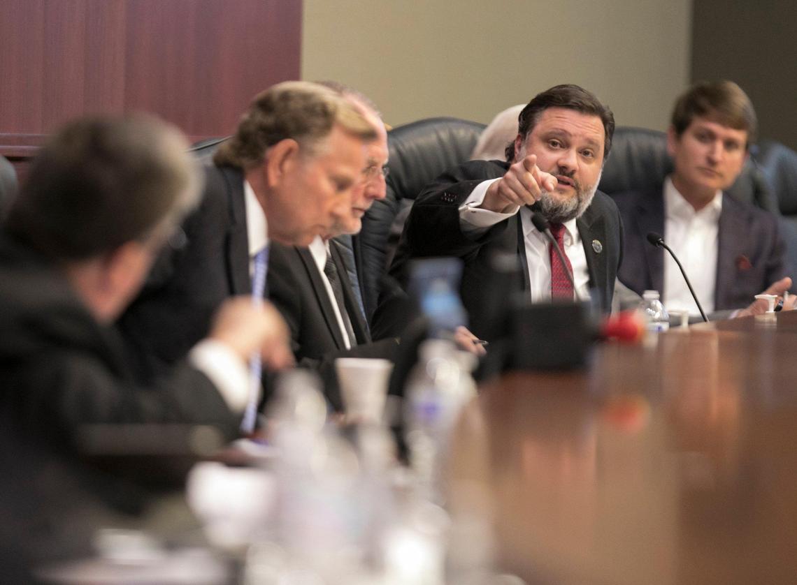 Councilman Dennis Disabato gets into a heated exchange with Chairman Gardner during Tuesday’s special meeting. Horry County Council’s vote on the termination of county administrator Chris Eldridge’s contract failed on Tuesday. Mar 05, 2019.