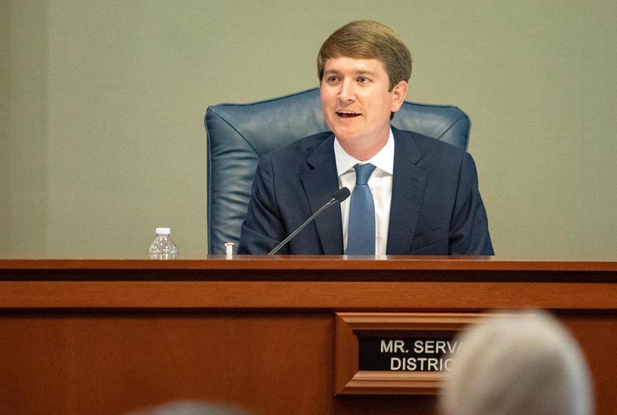Horry County Councilman Tyler Servant speaks during a council meeting Tuesday at the Horry County Courthouse in Conway.