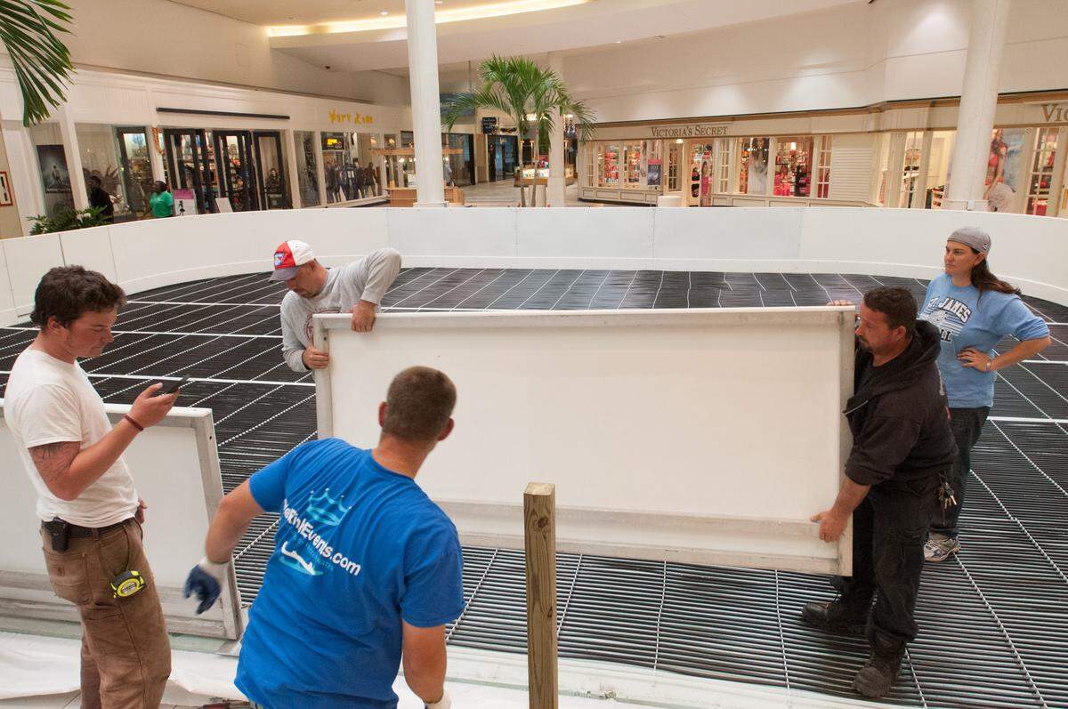 Members of Ice Rink Events of Connor, Tx, set up an ice skating rink at the Myrtle Beach Mall. “Ice at the Beach” is planned to open Friday, Nov. 14th. 