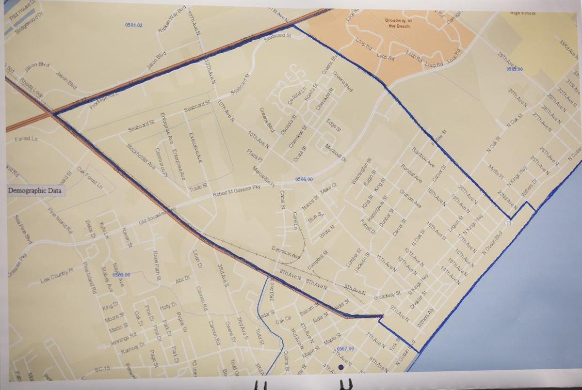 Mayor Brenda Bethune announces 'opportunity zones' for the Myrtle Beach area in a press conference on Friday. March 23, 2018. This zone, known as the Pavilion/Superblock tract runs from 21st Avenue North to U.S. 501, connecting along U.S. 17 Bypass and the ocean.