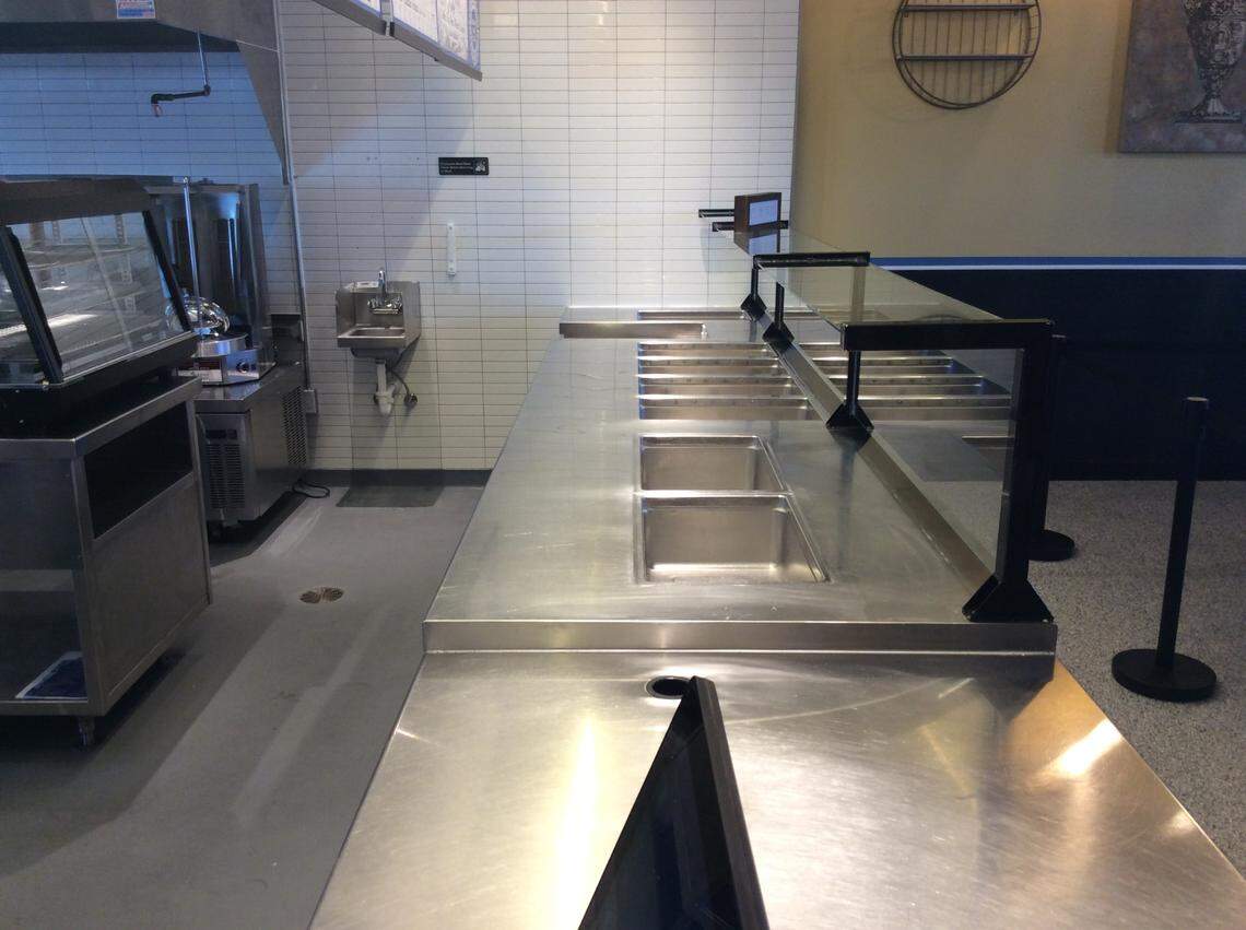 Food will be served to customers at the front counter at Opa Opa Taverna, a Greek fast food restaurant and bakery that is scheduled to open on Aug. 23 in the Village Shops at Grande Dunes in Myrtle Beach. 