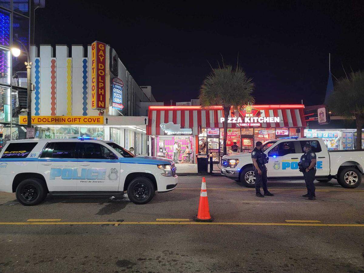 Myrtle Beach police officers stood in the median lane on North Ocean Boulevard around 10 p.m. on Friday, May 30.