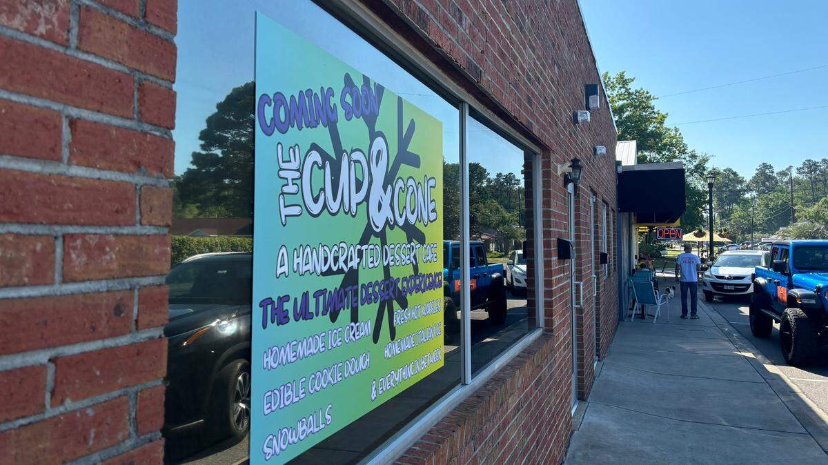 The storefront for Cup and Cone, a new dessert shop opening in Surfside Beach.