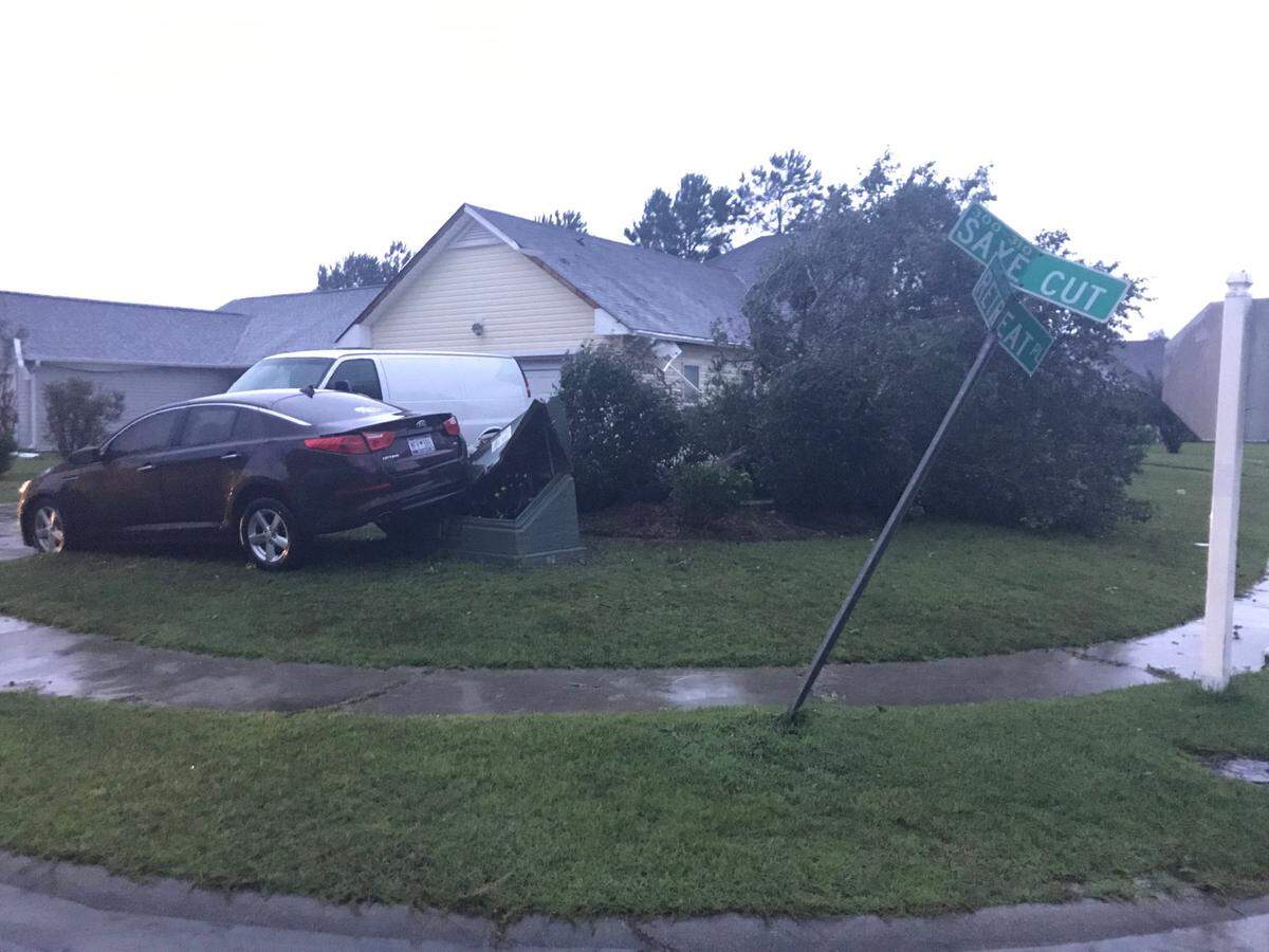 A vehicle was pushed into a possible utility box in The Retreat community off S.C. Highway 57 in Horry County.