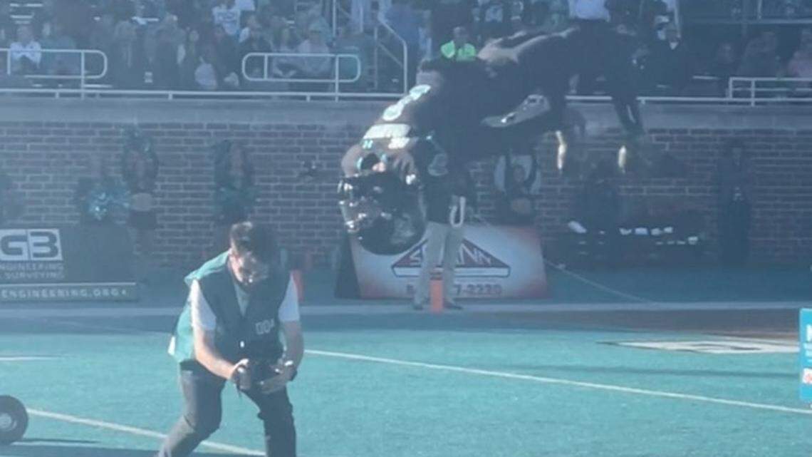 He can fly! Watch this Coastal Carolina wide receiver do a running backflip in full pads