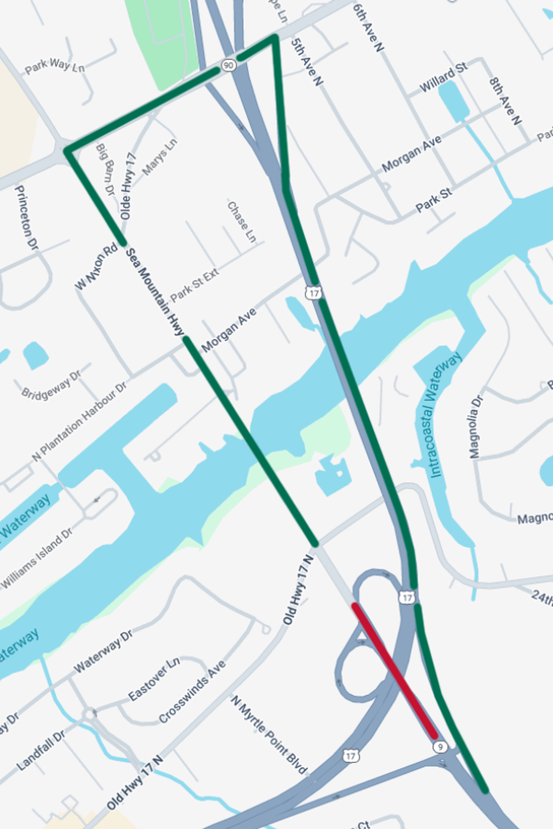The South Carolina Department of Transportation will reroute northbound traffic on part of S.C. 9.