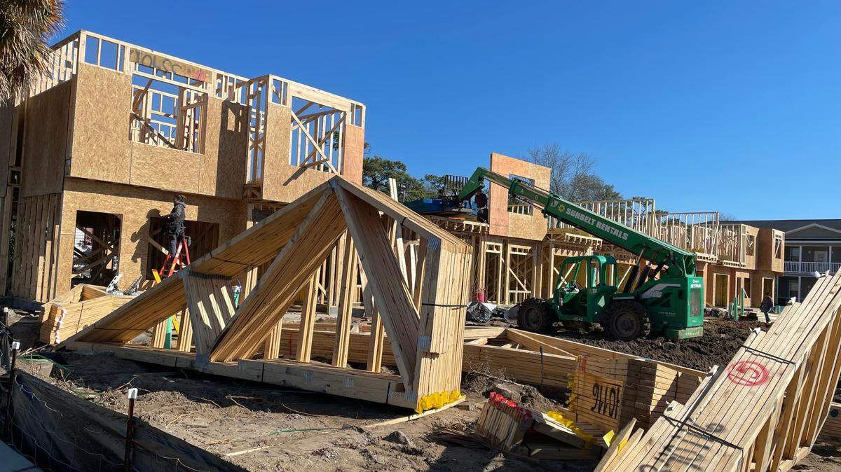 New townhomes are being built in downtown Myrtle Beach, SC.