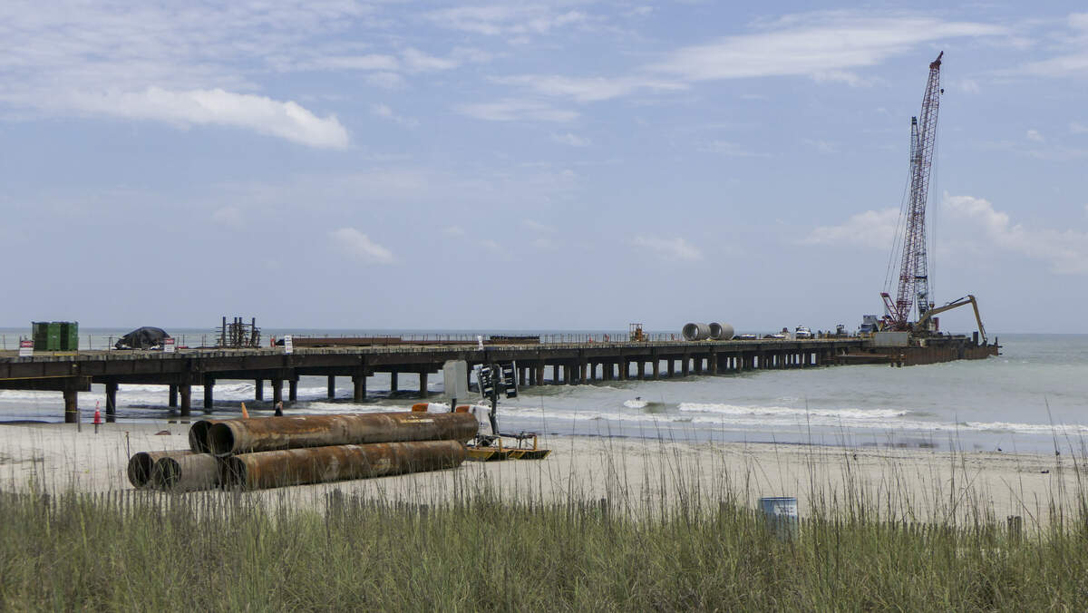 An ocean outfall project which began in late 2024 is continuing at 24th Avenue North in Myrtle Beach, SC. The project will redirect 11 storm water drains and filter it before moving it 1,500 feet from the beachfront. June 18, 2026.