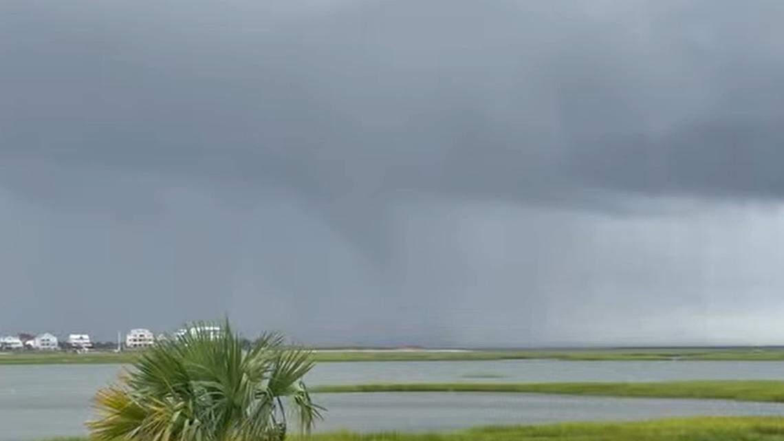 Waterspout seen in Murrells Inlet. It’s at least 3rd one to come ashore in area