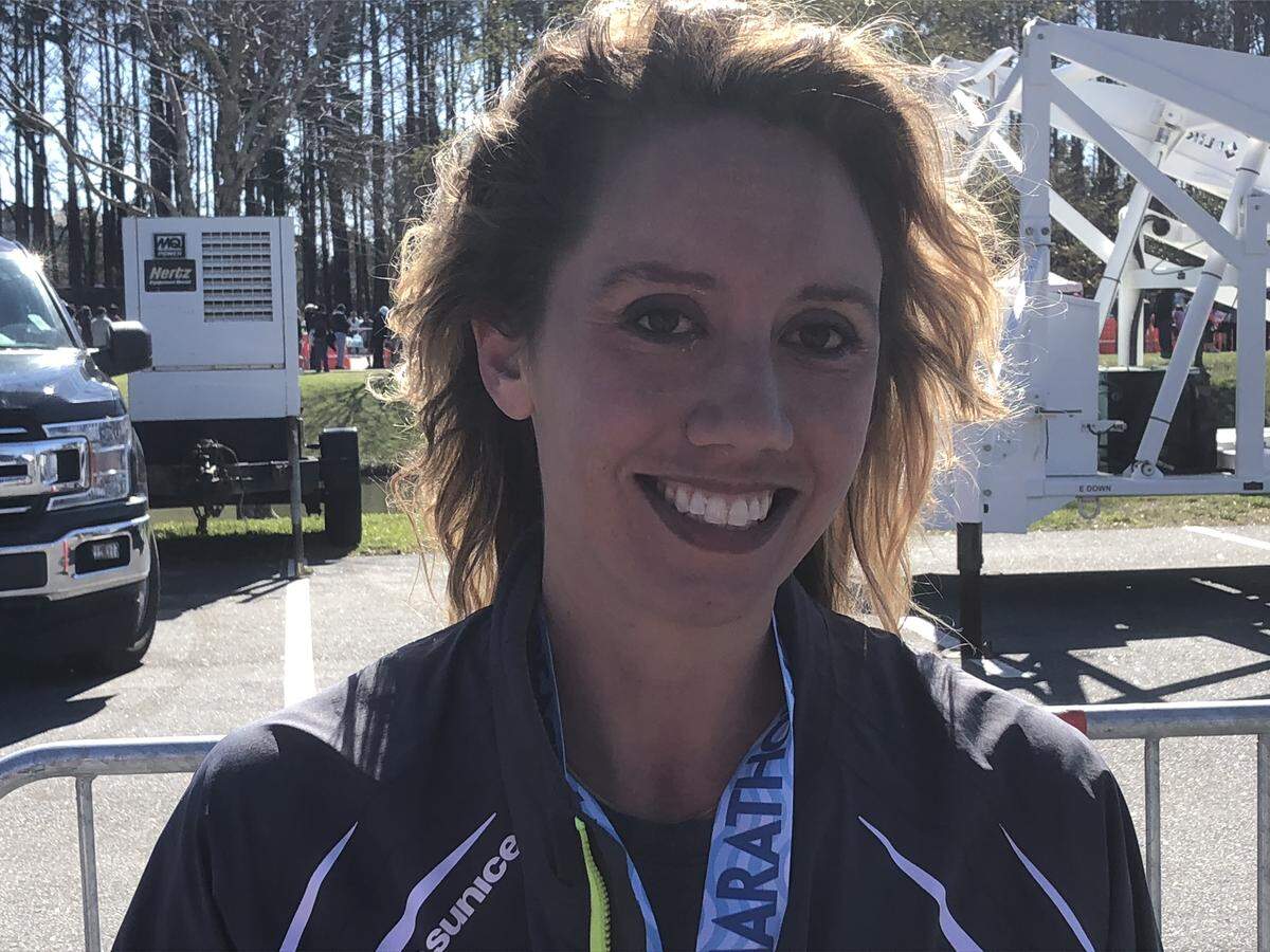 Women's marathon winner Jen Helmer