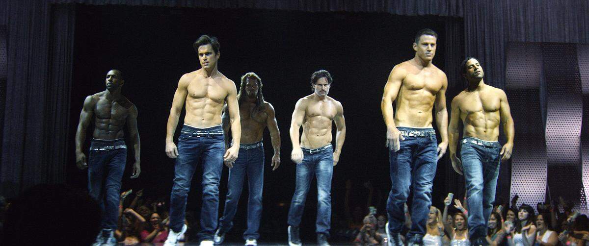 This image released by Warner Bros. Pictures shows a scene from “Magic Mike XXL,” which had scenes filmed in Myrtle Beach. The Muscle Men Male Revue Strip Show coming to the Masters Gentlemen’s Club is billed as a “Magic Mike style” show.