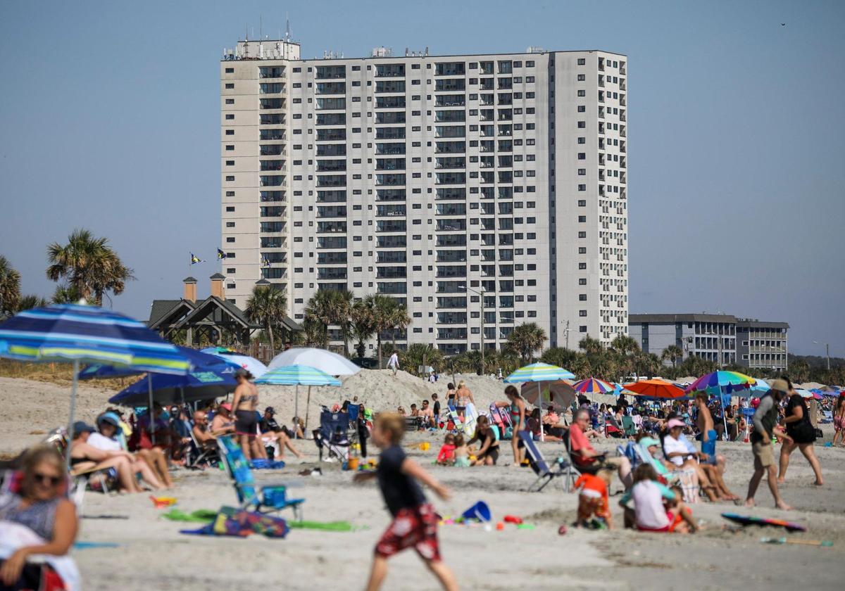Residents have been evacuated from the 22-story Renaissance Tower at Myrtle Beach Resort after structural engineers found the building unsafe. A section of the busy beach front also also been closed. October 14, 2022.