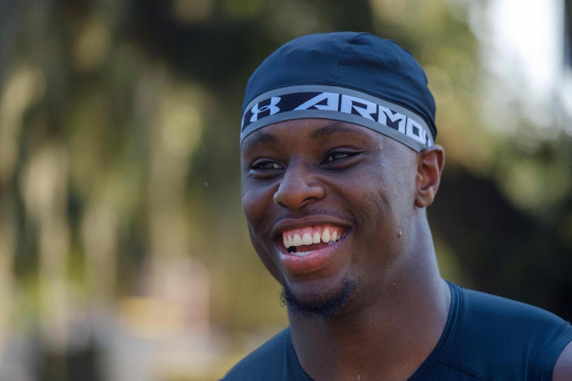 Coastal’s Jeffrey Gunter spoke to the media after practice about his hopes for the upcoming season. Coastal Carolina Football practices and conducts media intereviews. Aug. 11, 2021.