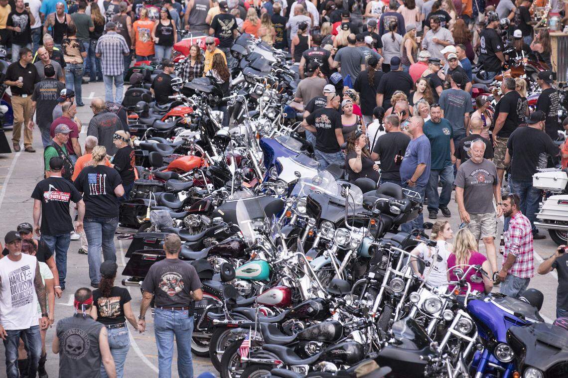 Crowds packed around motorcycles at Suck Bang Blow in Murrells Inlet Friday. Myrtle Beach Bike Week kicked into high gear Murrells Inlet area venues on Friday evening. May 17, 2018. 