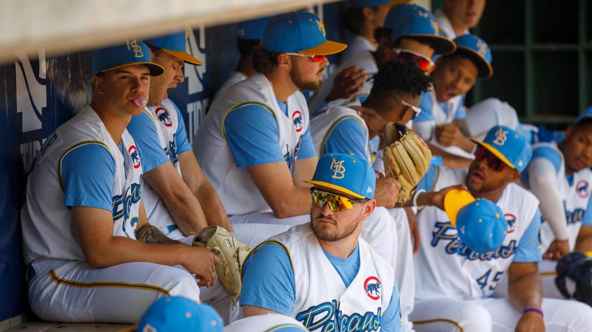 Myrtle Beach Pelicans wait to take the field. The Myrtle Beach Pelicans practice in advance of the season opener. April 5, 2022. April 05, 2022.