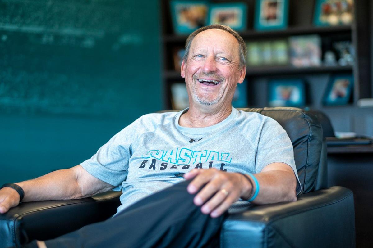 Coastal Carolina Coach Gary Gilmore and his wife Cathy Gilmore at their North Litchfield Beach home named ‘Poppa’s House’. Gilmore is retiring after 39-years of coaching. April 8, 2024.