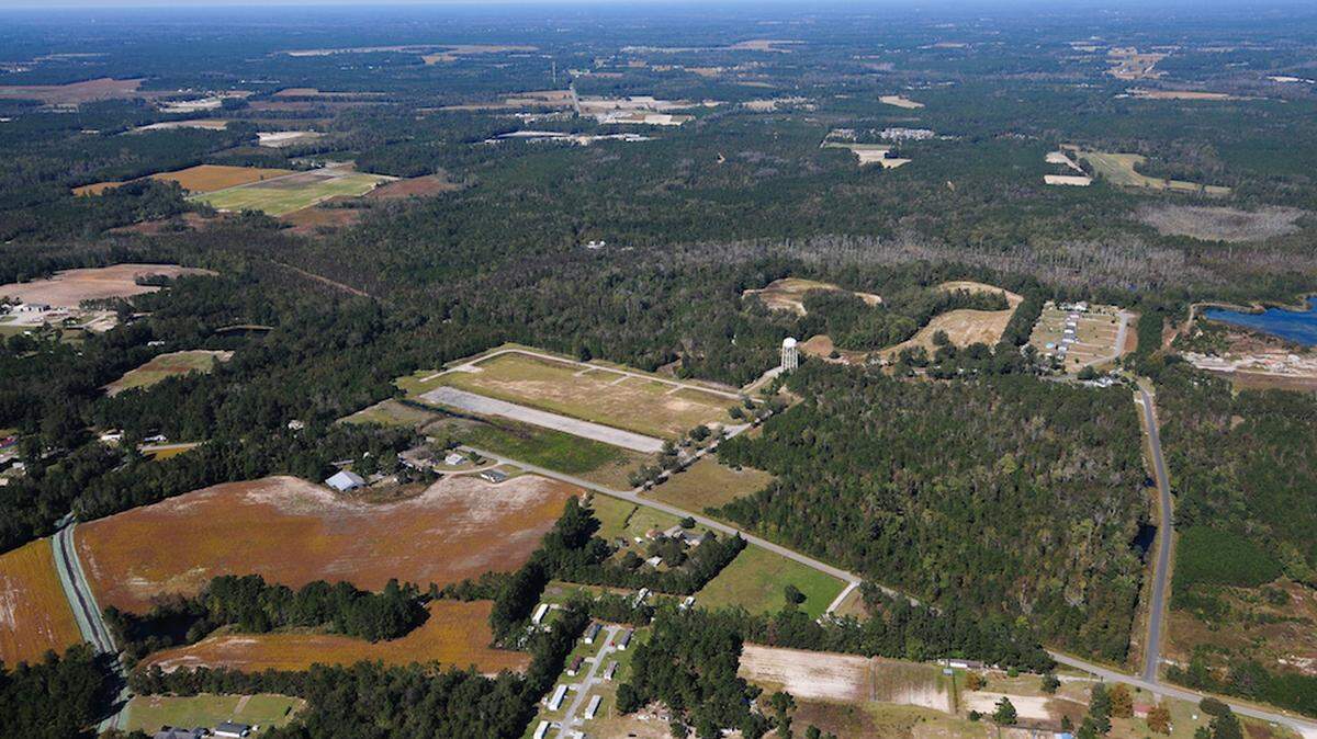 Ascot Valley, pictured in the middle, is a large field with a concrete strip that will be Horry County’s next big industrial park.