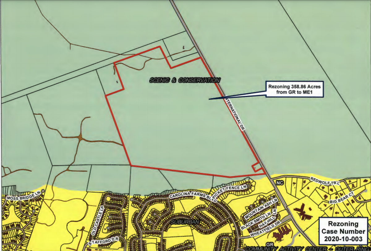 An Horry County Planning Commission rendering of the site where Conway Medical Center wants to build a new hospital. The medical facility, along International Drive, has sparked concern among local activists and state officials.