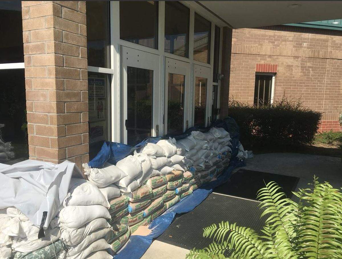 Conway Elementary School is expected flood. Sandbags were placed at the school in preparation of possible flooding. Sept. 20, 2018
