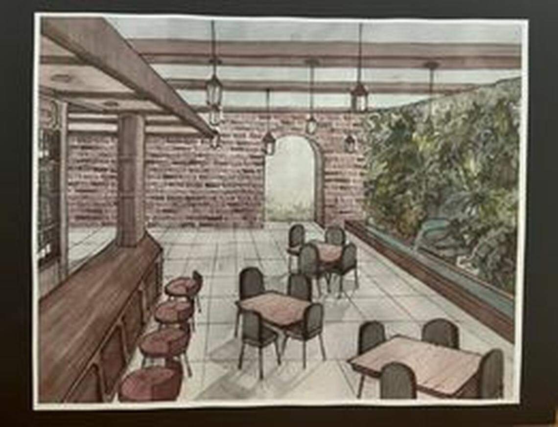 A rendering of one of the new rooms planned for Collector’s Cafe when it reopens. The restaurant and art gallery was damaged in a fire two years ago and had to be gutted.