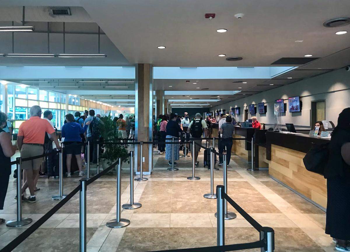 Patricia Wall Erbe, visiting from Pennsylvania, took this photo while waiting in line for nearly four hours to get a rental car when she flew into Myrtle Beach on June 19. She said she got one of the last few cars available, but that it was dirty and smelled like marijuana when she finally picked it up.
