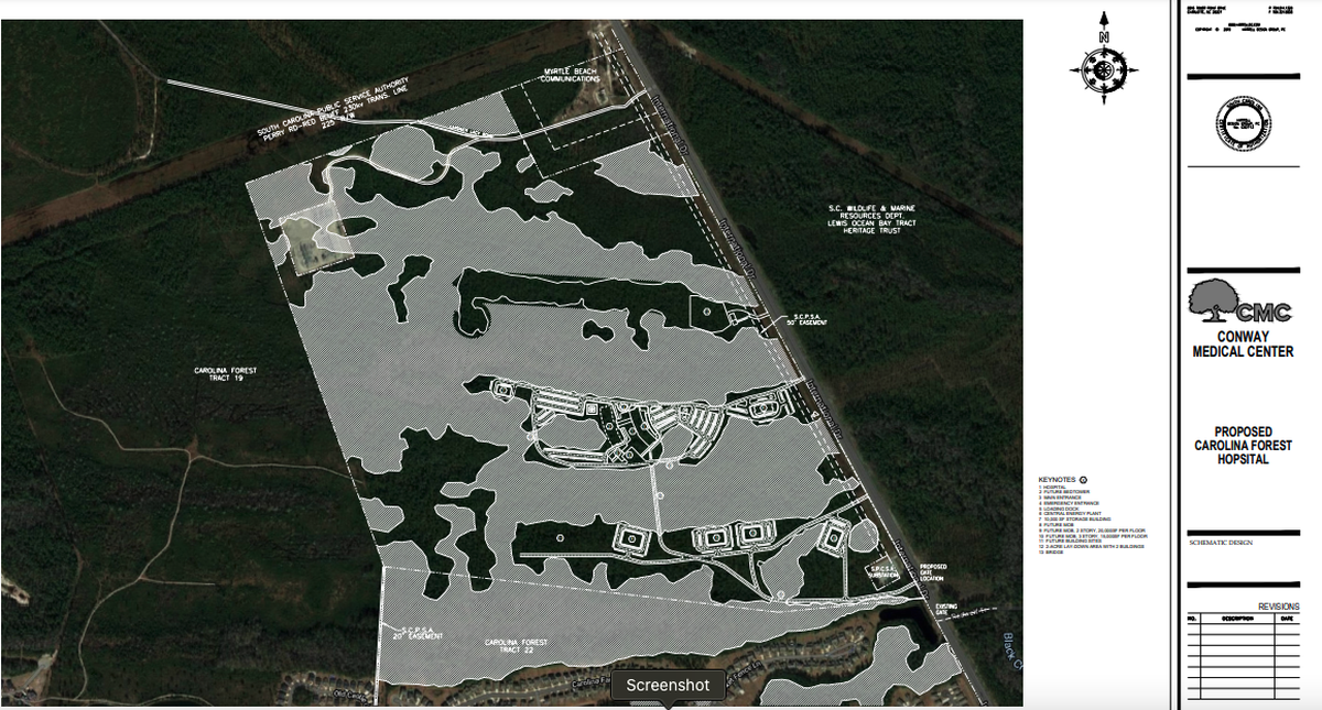 The latest design put forth by Conway Medical Center for its proposed Carolina Forest hospital along International Drive.