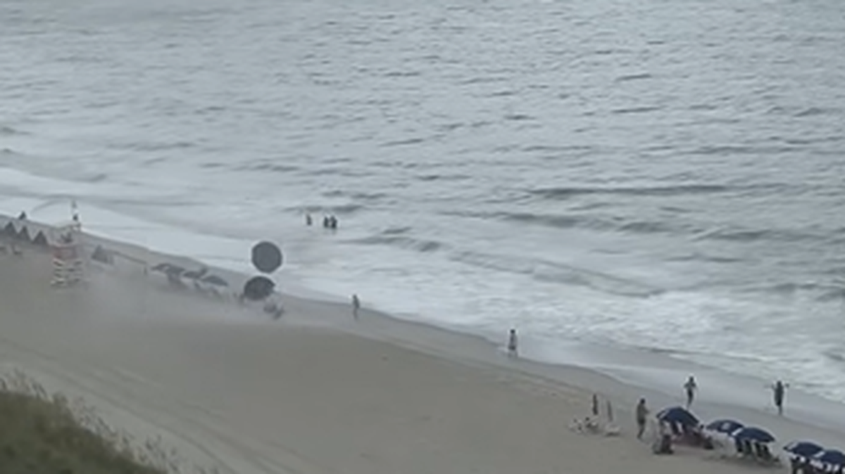 Two water spouts were confirmed by the National Weather Service in Myrtle Beach on Sunday. The water spouts moved onshore, tossing around some umbrellas and chairs before dissipating near the dunes.