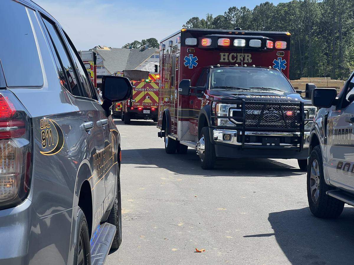 Horry County Fire Rescue responded to an entrapment call Tuesday, Sept. 3, 2024, after a construction crane collapsed onto a home being built.
