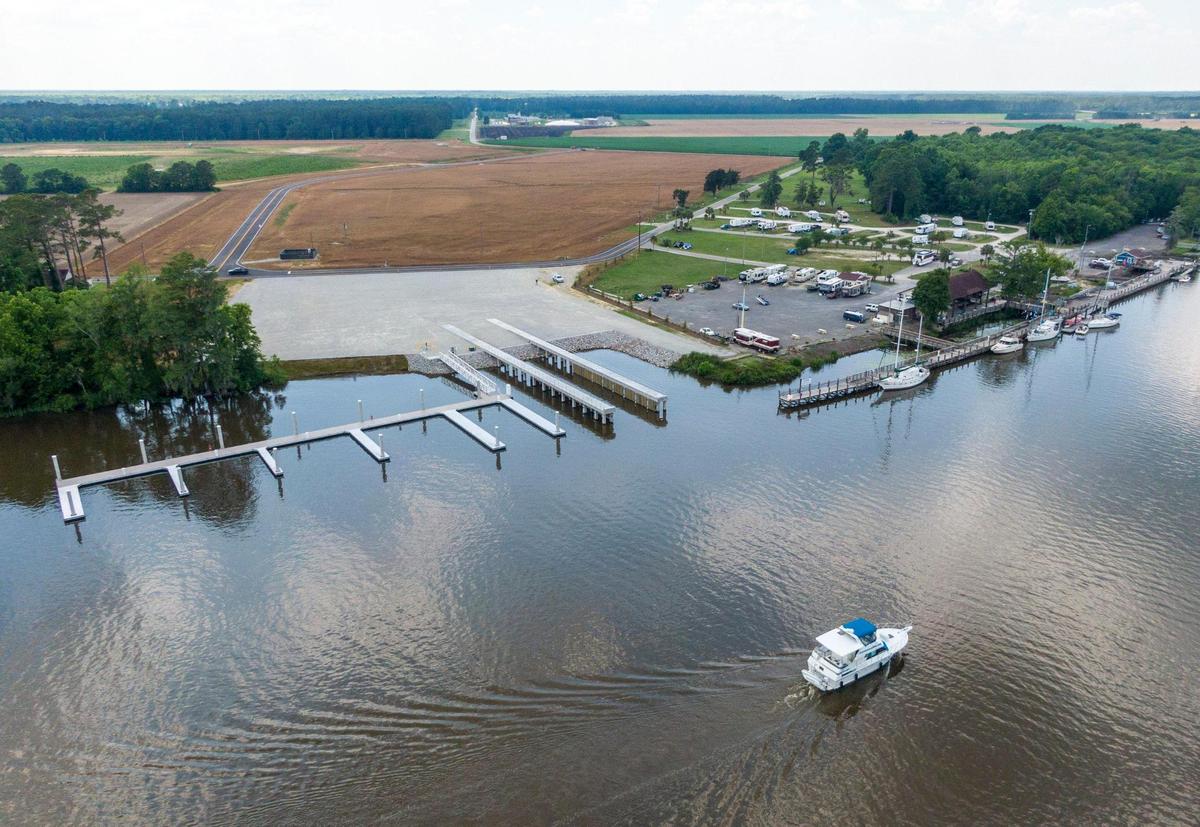 A marine industrial park is nearing completion at adjacent to the Bucksport Marina in Horry County, S.C. The nearly 50-acre industrial park could ultimately be home to boat manufacturers and other marine-related companies and Horry County economic development officials believe they could have tenants lined up in the next year. June 1, 2022.