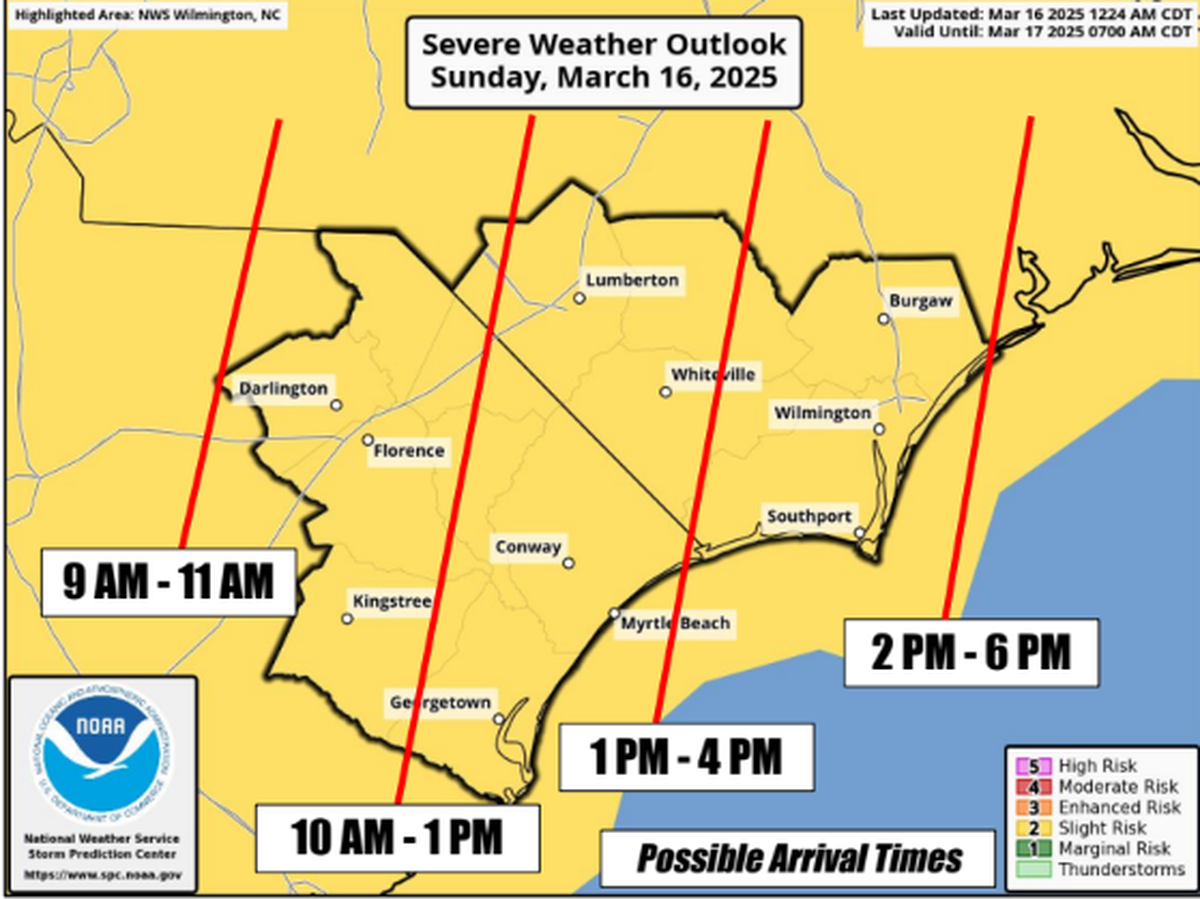 The Myrtle Beach area is under a tornado watch as severe thunderstorms are expected to roll into the area, according to the National Weather Service in Wilmington. March 16, 2025