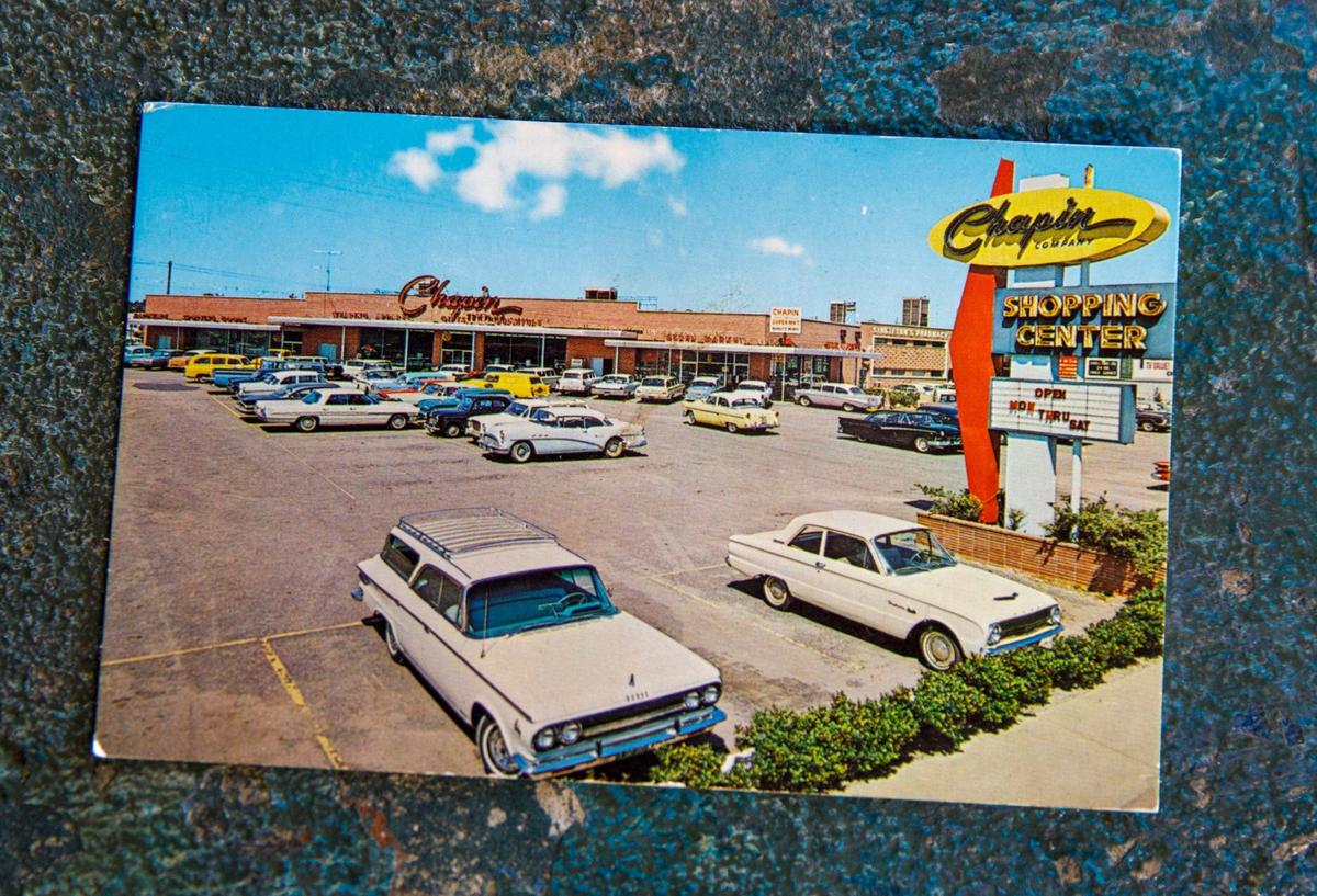 A postcard printed by Brandon Sales Co., in Myrtle Beach show a 1960s view of the Chapin Shopping Center and is on display at what is now The Mt. Atlanticus Minotaur Golf Course in Myrtle Beach. The course features two courses of play with a lost continent of Atlantis theme and 75-foot high mountain scenic views of downtown Myrtle Beach. May 28, 2024. The 26-year-old course sits on the site of the historic Chapin Company Shopping Center.