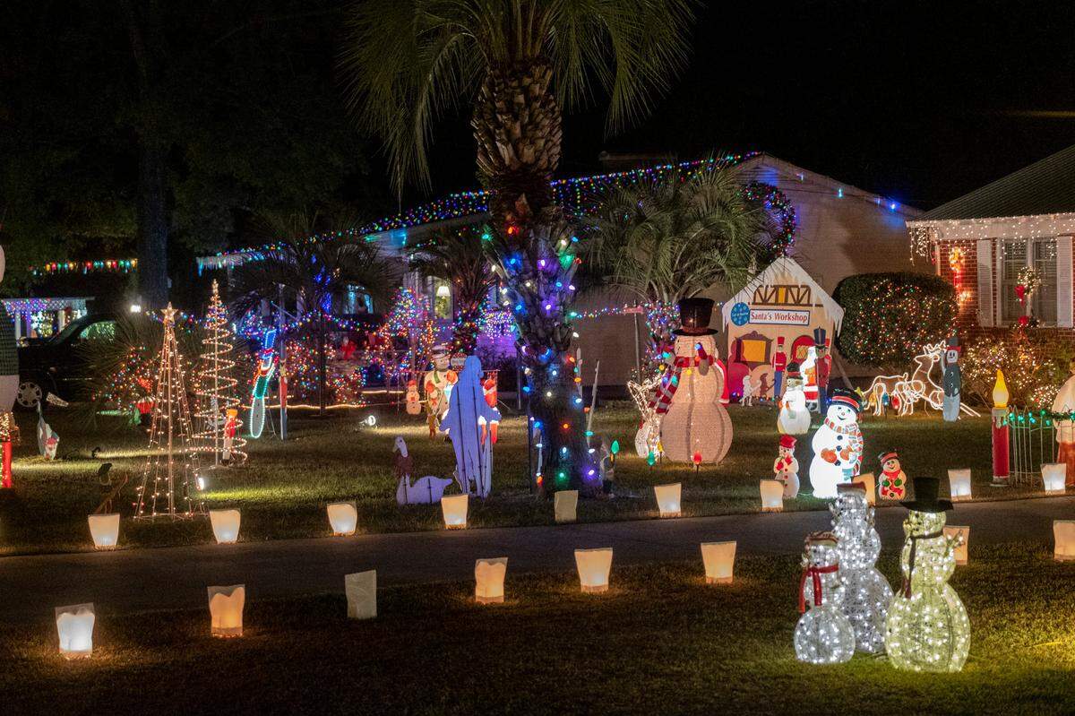 Many homes along Sessions Street in Conway are decorated for the Christmas Holidays. Towns around the Myrtle Beach area have begun decorating for the holidays with many festivities scheduled throughout Horry County, S.C. this season. November 25, 2022.