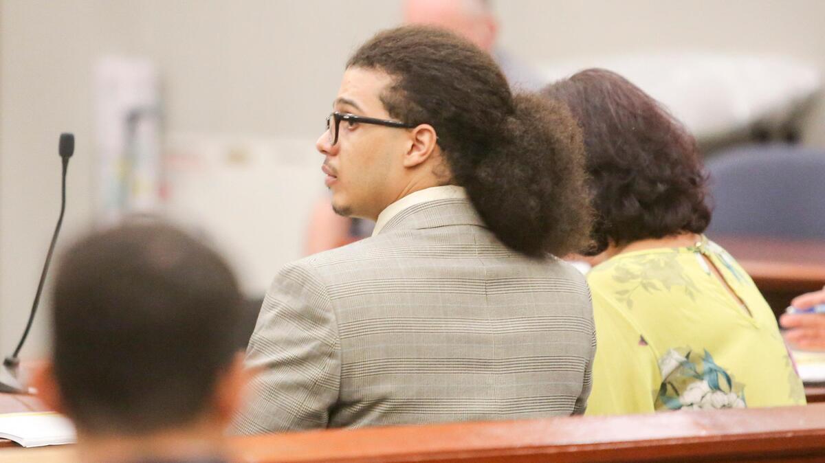 Nicolas McIver appears in court for opening statements at the Horry County Courthouse in Conway, S.C. on Apil 23, 2018. McIver is on trial with co-defendant Terrell Freeman for the 2016 murder of Amanda Fisher.