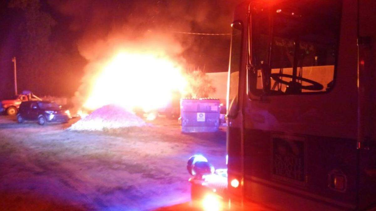 North Myrtle Beach Fire Rescue work an RV fire off Sea Mountain Highway on Thursday, June 7, 2018. Firefighters covered for Horry County Fire Rescue as they worked another fire.