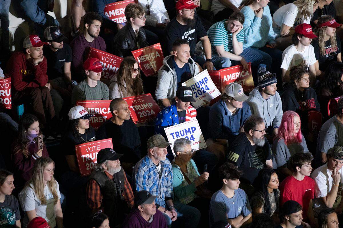 Former U.S. President Donald Trump appeared on Saturday afternoon for a “Get out the Vote” rally at the HTC Center at Coastal Carolina University in Conway, S.C. where he spoke for over and hour and a half. The HTC center held 3,000 supporters but Trump spoke to an “overflow” crowd lined up outside at his arrival. Saturday, February 10, 2024. Feb. 10, 2024.