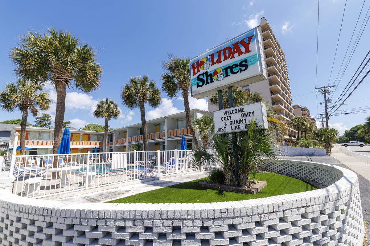 Holiday Shores motel on North Ocean Boulevard in Myrtle Beach is for sale after being remodeled with a restored mid-century look. The motel has been listed on the National Register of Historic Places.
