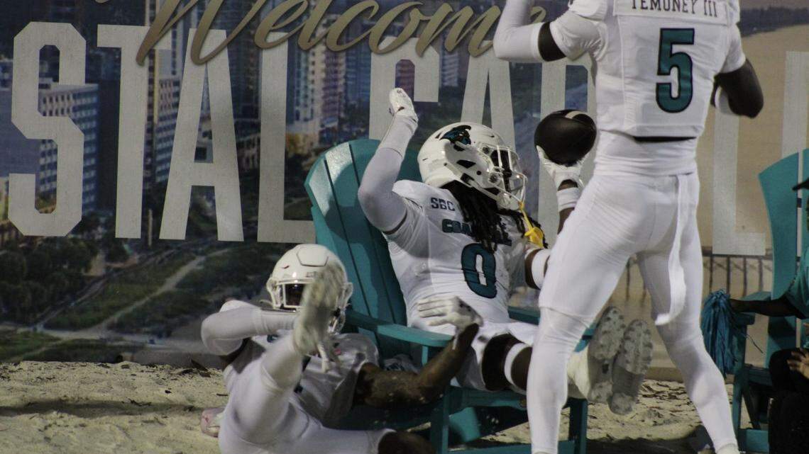 Football at the beach! How one CCU player may have created a new touchdown celebration