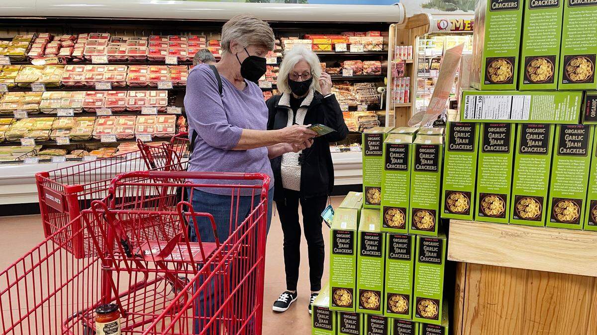 Sheila Rudesill, left, and Linda Dolittle live in Myrtle Beach but shopped at Trader Joe’s in Wilmington, N.C. on Feb. 10, 2022 as part of Senior Adventures in Learning and Travel. Myrtle Beach residents have long wanted a Trader Joe’s on the Grand Strand.