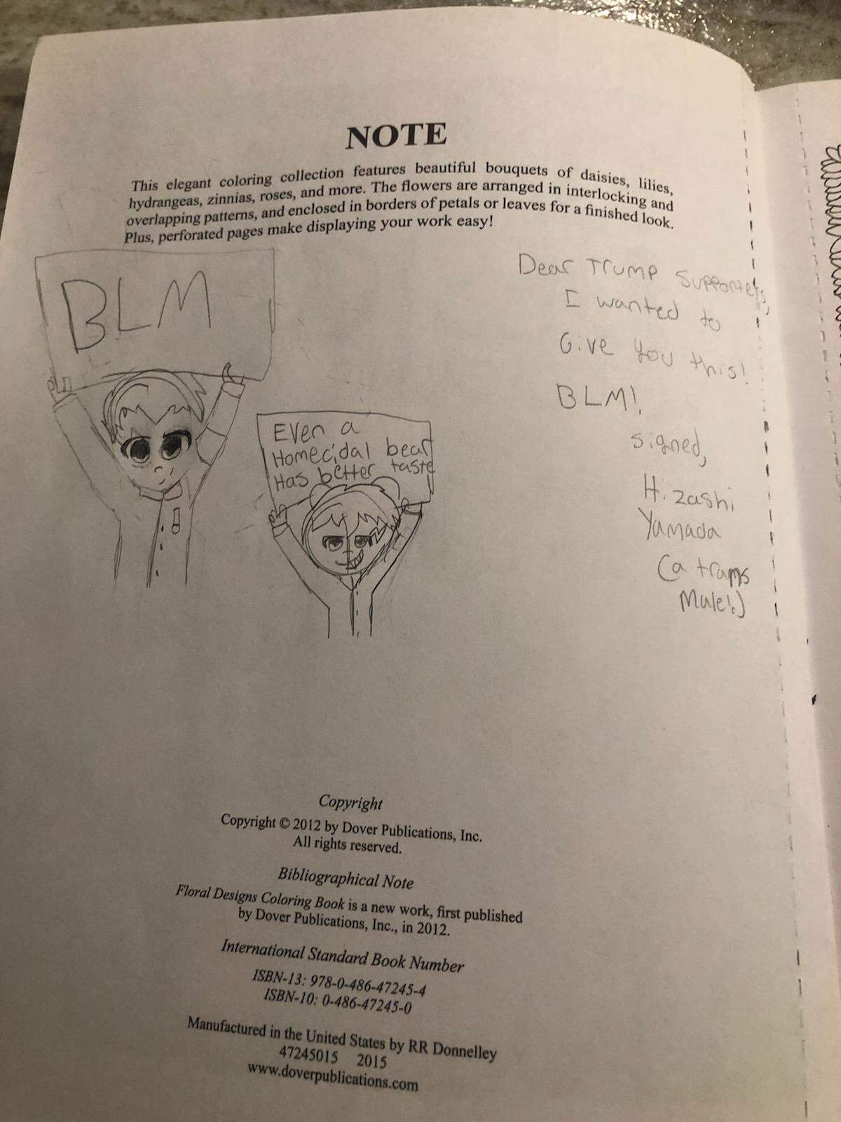 A coloring book left on a doorstep led to a family contacting Myrtle Beach police.