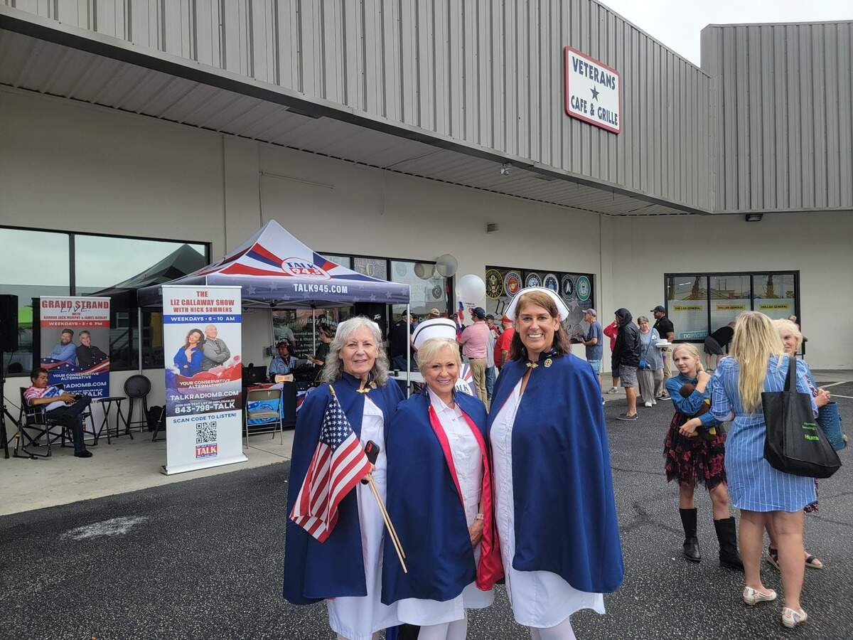 Carol Jean Walters, Judy Bullaro and Adrienne Ruffner with the Nurses Honor Guard of South Carolina attended the Veterans Day event in the group’s traditional white uniform, cap and cape.