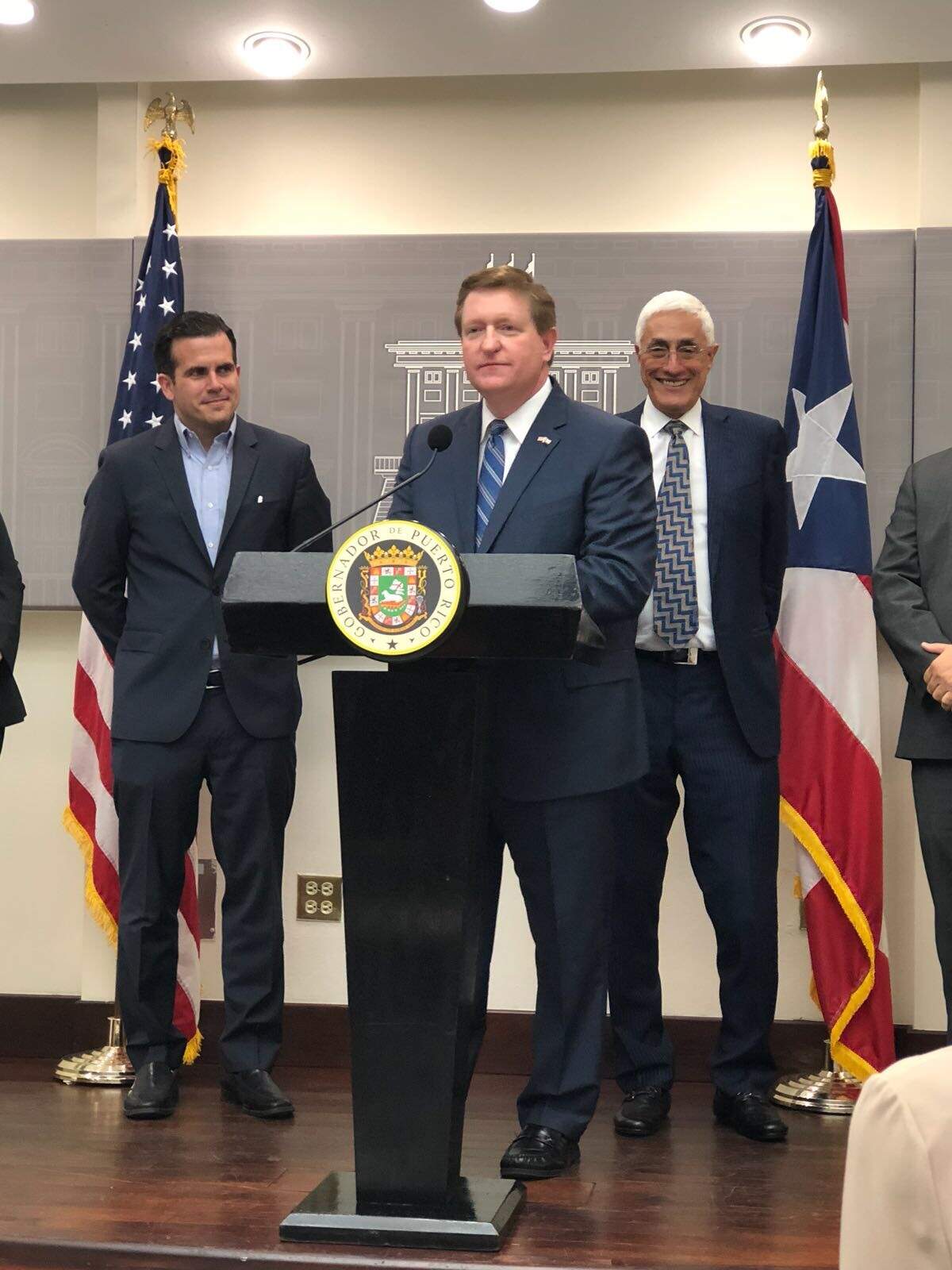 From Left to Right: Hon. Ricardo Rossello, Governor of Puerto Rico; Brad Dean, CEO, Puerto Rico DMO, and Jon Borschow, Chairman of the Board, Puerto Rico DMO.