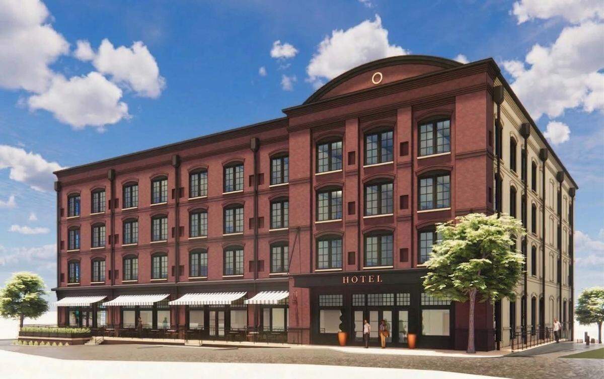 An artist rendering submitted by Ramos Architecture and Design shows what the new Hotel Conway could look like. Conway has become a destination city for day trippers to enjoy its river front, shopping and many restaurants. May 22, 2026.