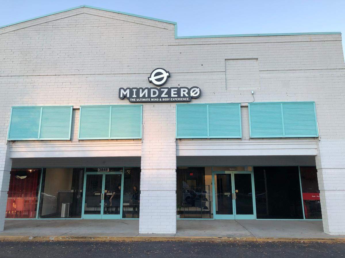 Exterior of MINDZERO, a sauna and cold plunge experience. The building is located in the shopping center with Big Air Trampoline Park and Food Lion, across the road from the Myrtle Beach State Park. January 6, 2022.
