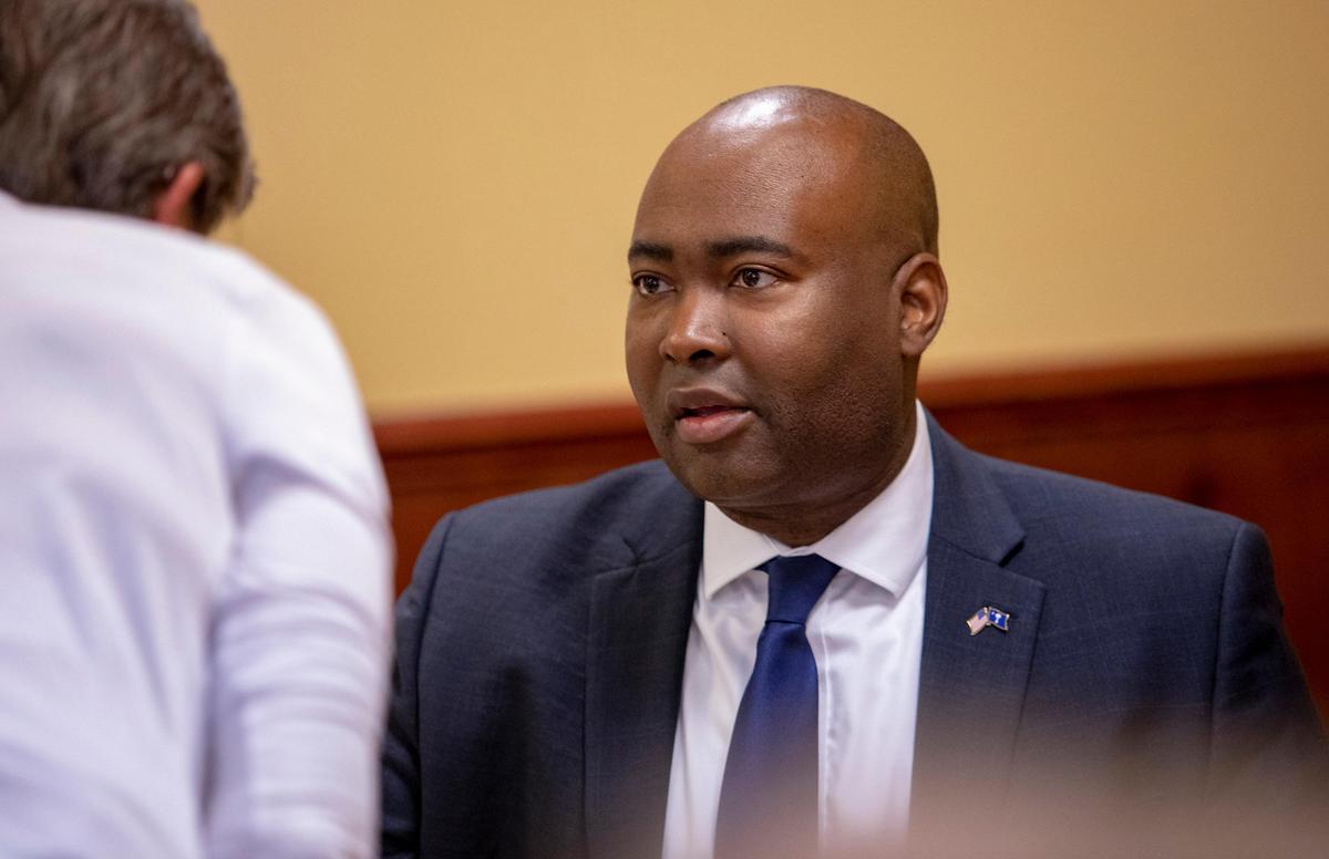 Democrat Jaime Harrison speaks to a supporter at Friendly’s on North Kings Hwy. in Myrtle Beach Friday morning. Harrison says he wants to spread hope throughout South Carolina when he announces his run for Senate against Sen. Lindsey Graham in the coming weeks.