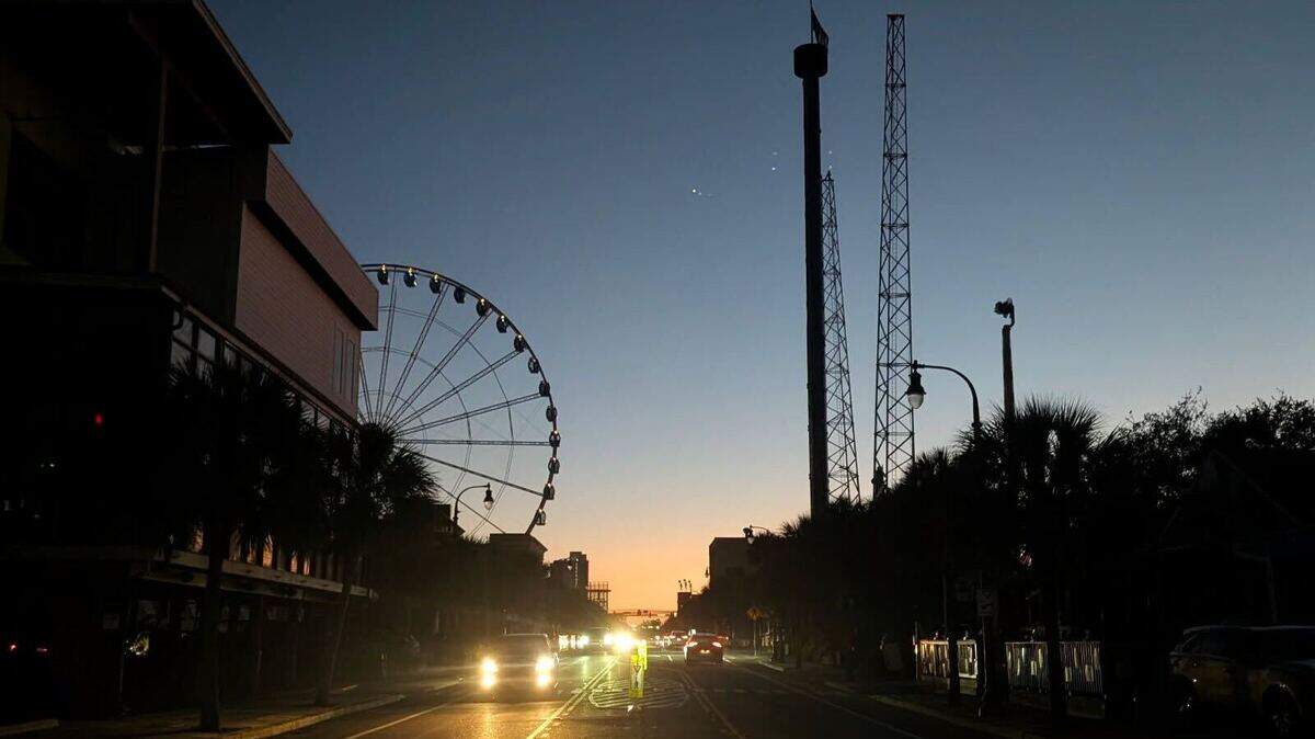 Ocean Boulevard was dark in a Myrtle Beach power outage on Friday, Feb. 13, 2026.