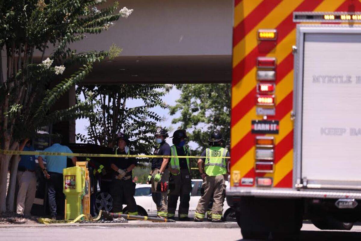 Several people were hurt after a car crashed into a Myrtle Beach medical building.