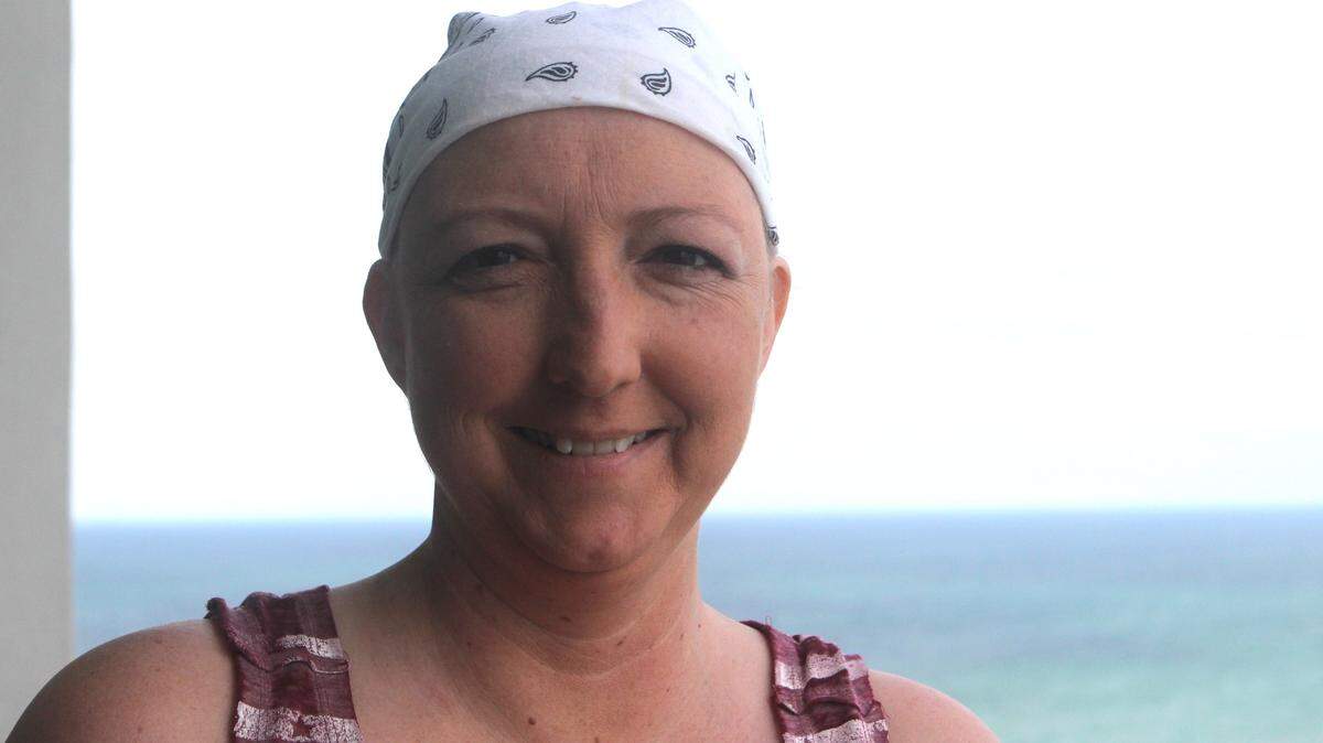Tricia Petersen, pictured on the deck of her hotel room in Myrtle Beach.