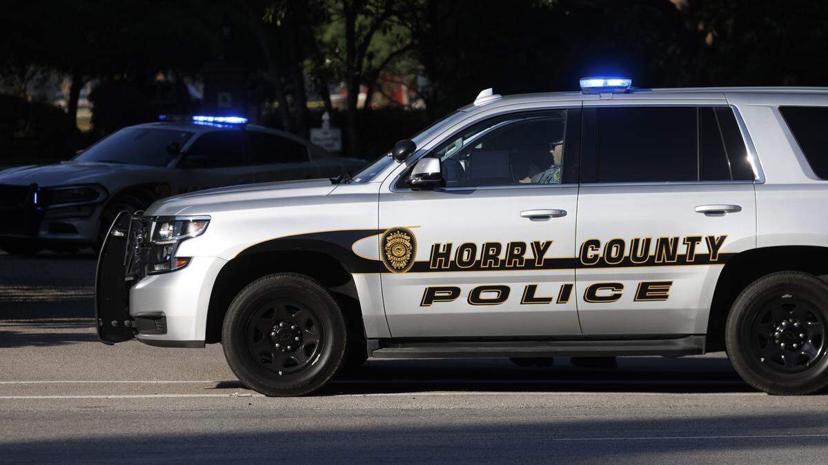 Horry County Police vehicles guard the entrance to Black Creek Plantation. April, 29 2026.