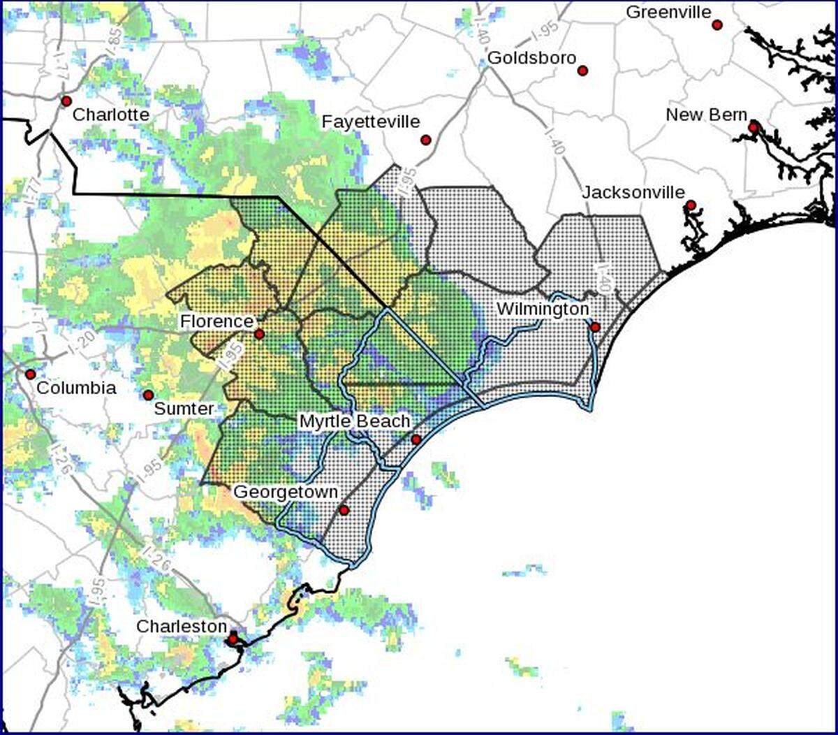 An 8:30 a.m. Wednesday look at the Grand Strand radar.