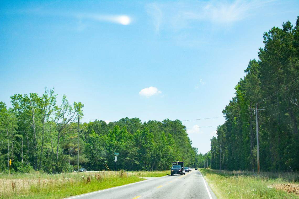 A view down Highway 905 in Horry County, SC. This rural area is quickly developing with new homes. Other development could follow behind.